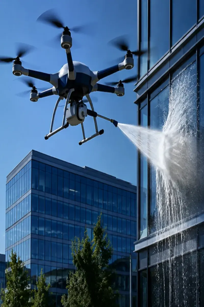 Nettoyage de surfaces extérieures par drone à Rouffiac